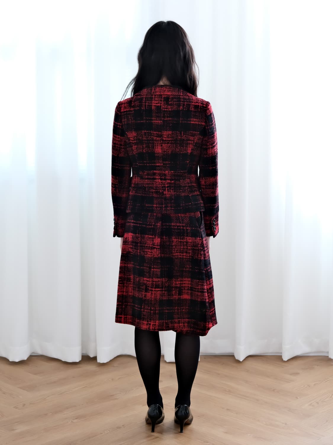 DKNY 레드 체크 셋업 90/28inch  상품이미지4