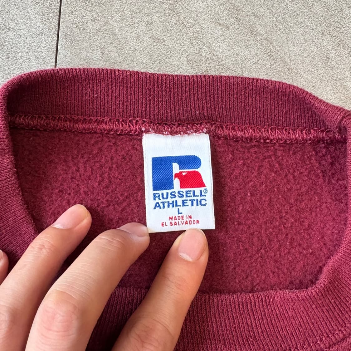 90s Russell 90년대 생산 러셀 블랭크 버건디 스웻셔츠 상품이미지5
