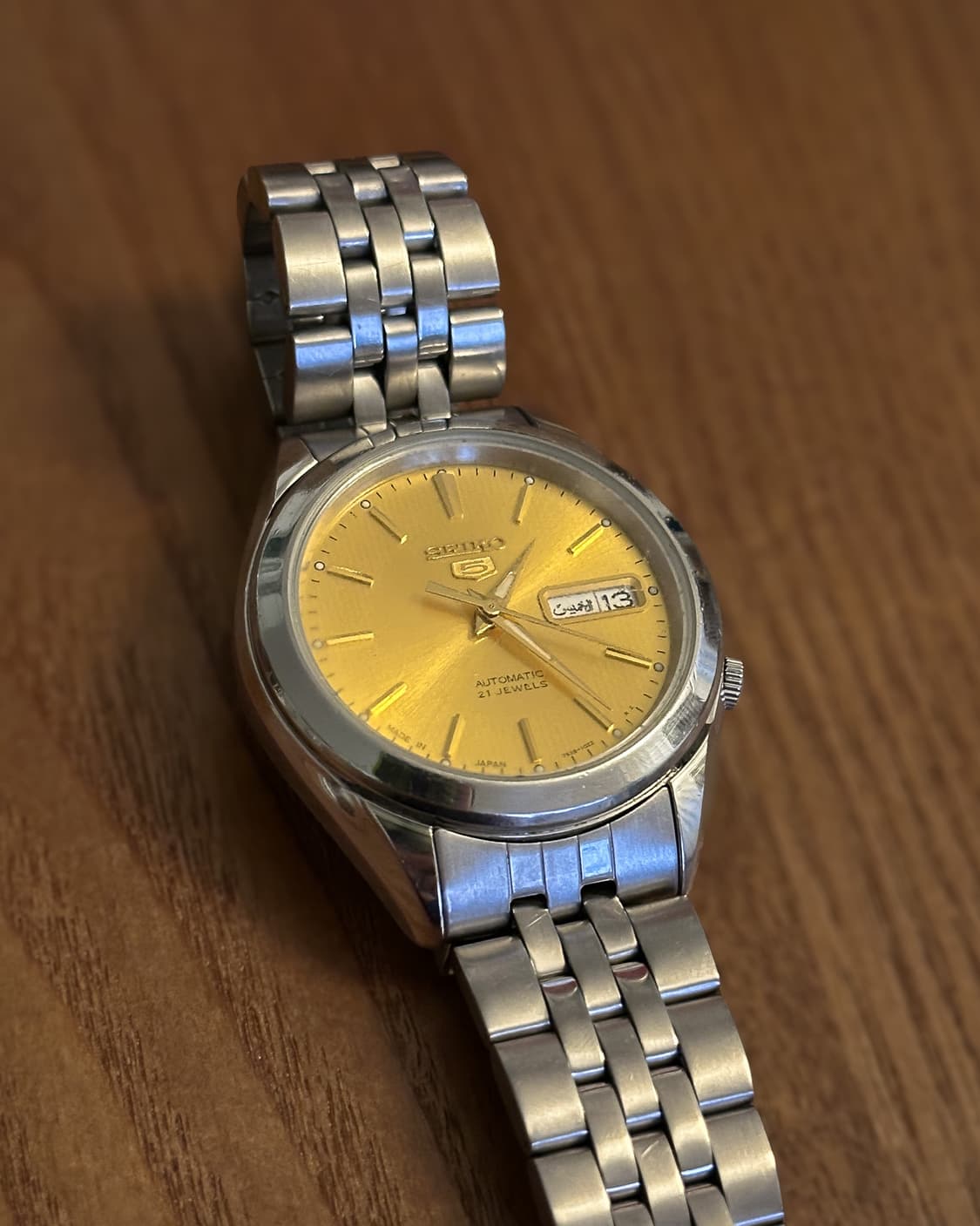 [중고] 빈티지 세이코 5 오토매틱 21석 골드 썬버스트 다이얼 상품이미지1