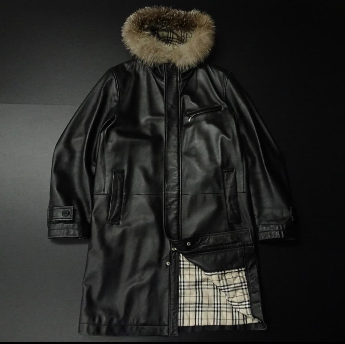 버버리 블랙 라벨 가죽 모피 코트 양가죽 산요상회/중고 상품이미지1