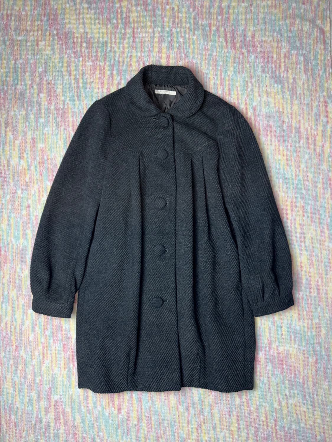 둥근 카라 차콜 롱 코트 상품이미지1