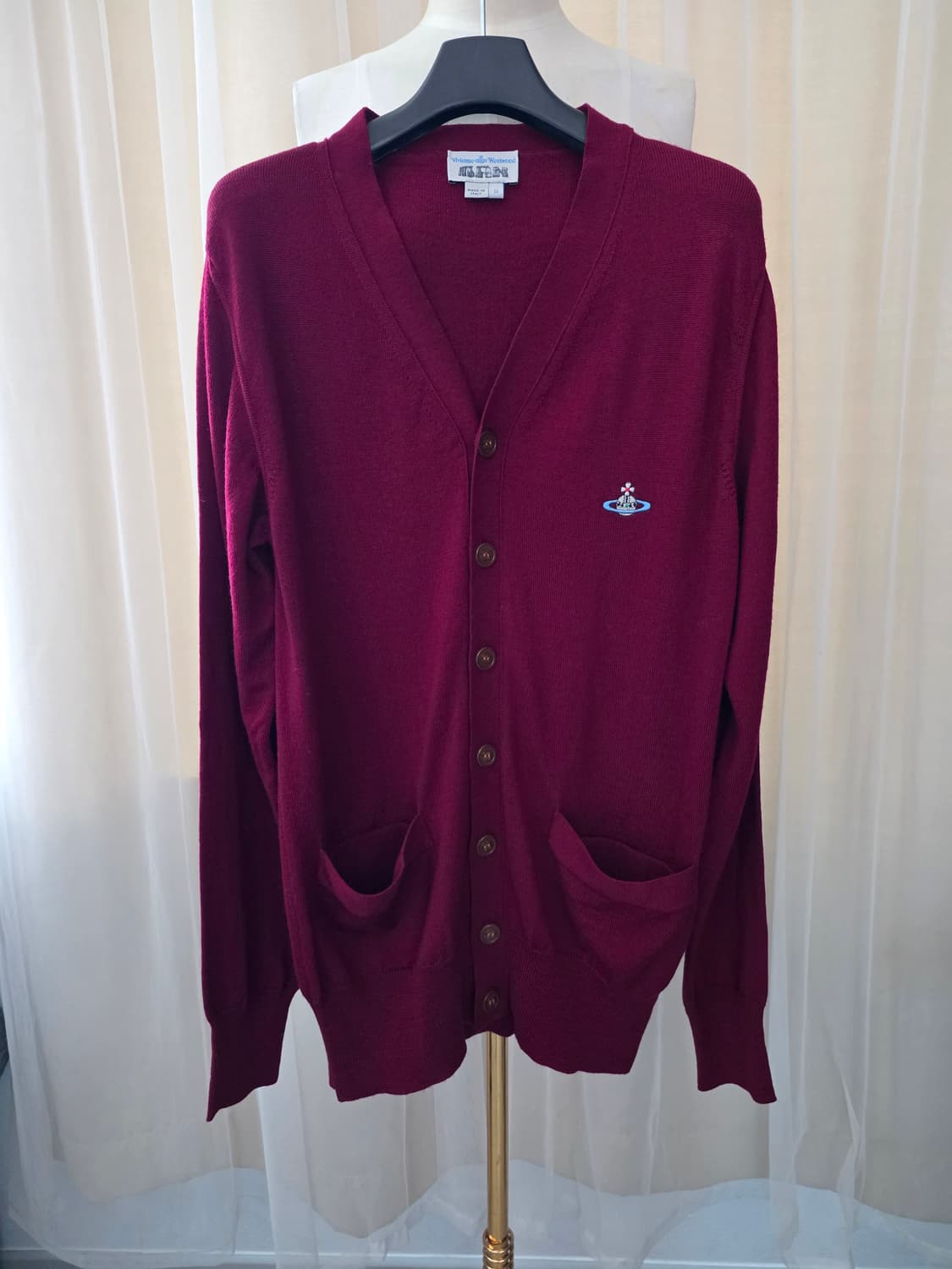 비비안웨스트우드 버건디 가디건 남성 니트 스웨터 상품이미지1