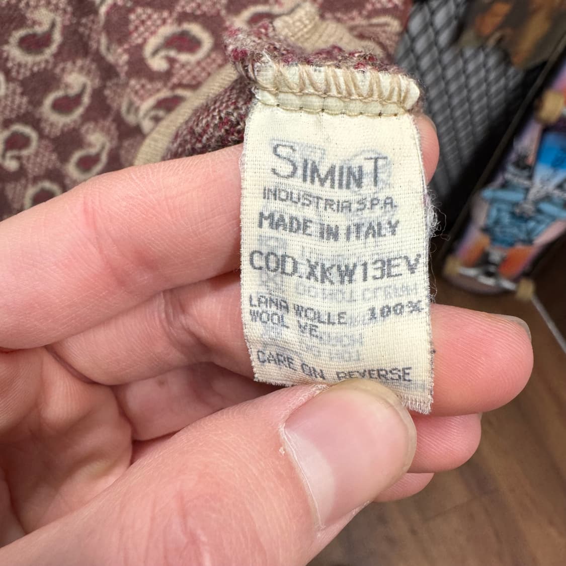 조르지오 아르마니 니트 라운드넥 모노그램 패턴 베이지 버건디 상품이미지6