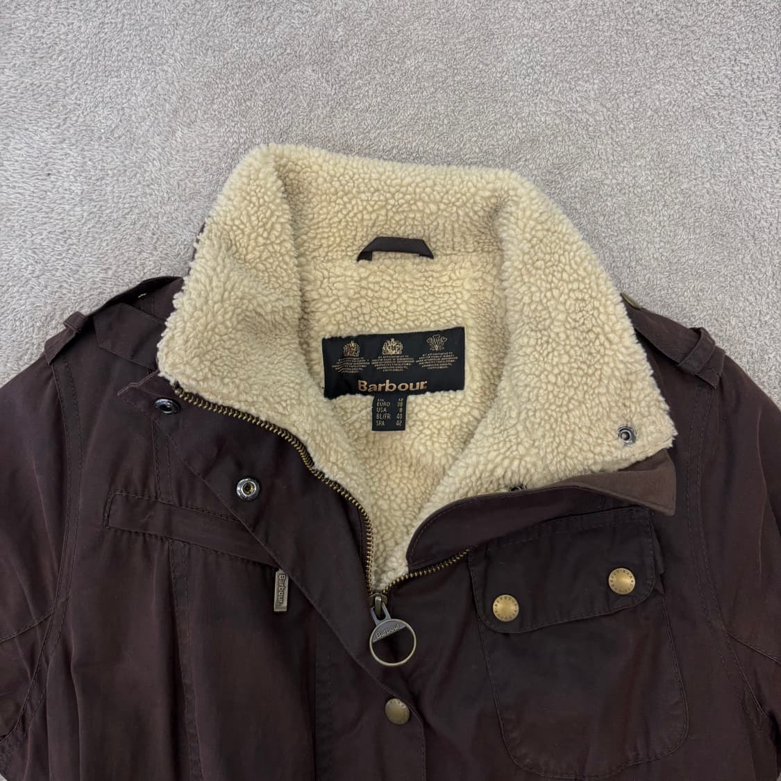 바버 폴라퀼트 벨티드 자켓 상품이미지5