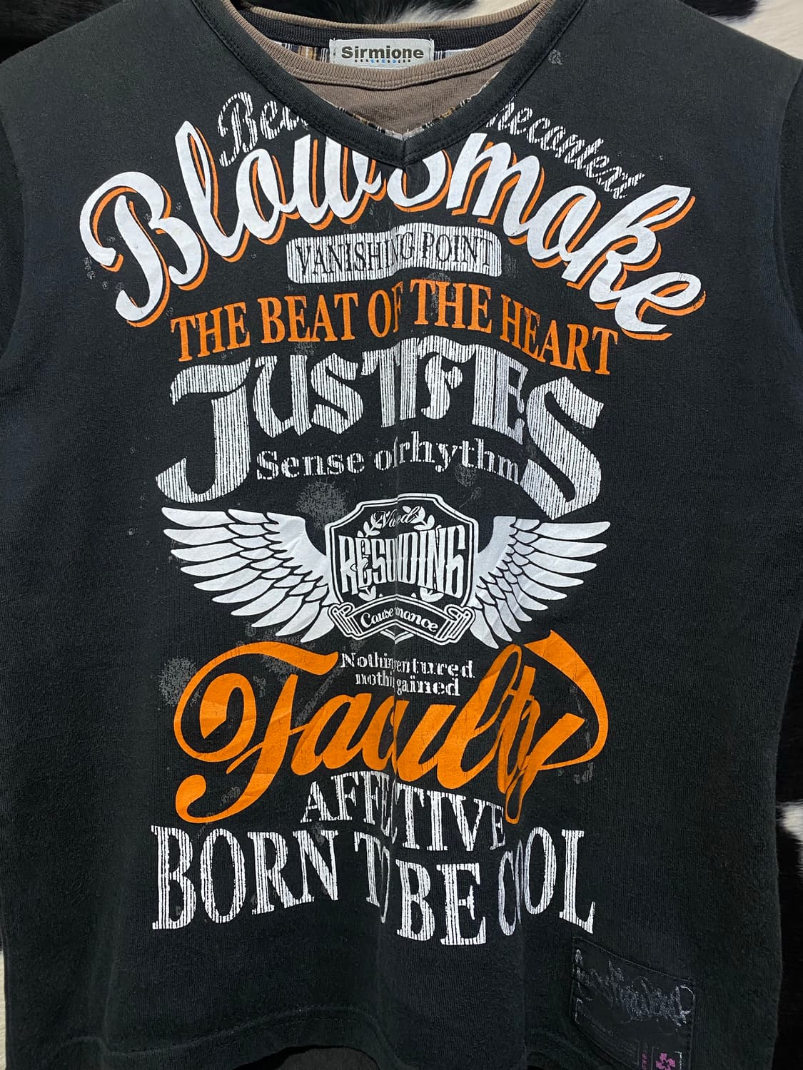 Sirmione 빈티지 레터링 디테일 레이어드 반팔 티셔츠 상품이미지3