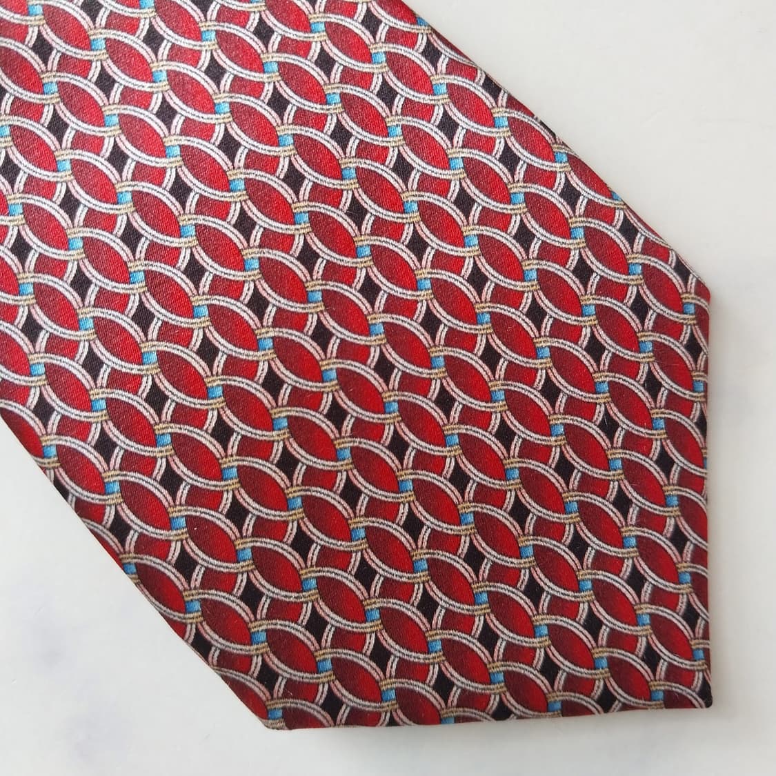 랑방 실크 레드와인 패턴 넥타이 8.1cm A+등급 K1809
 상품이미지8