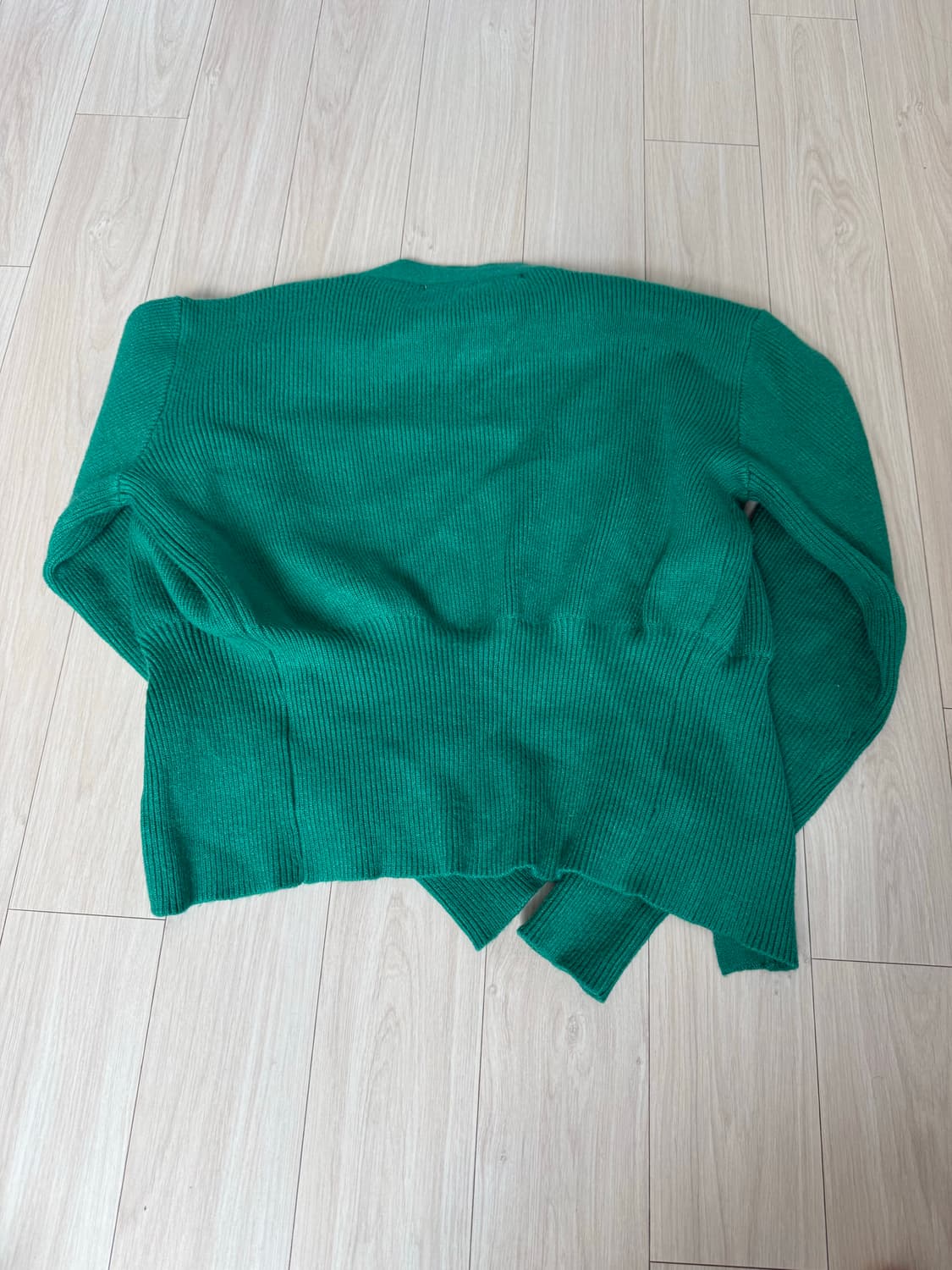 AVANDRESS Balloon Ribbed Cardigan (Green 상품이미지4