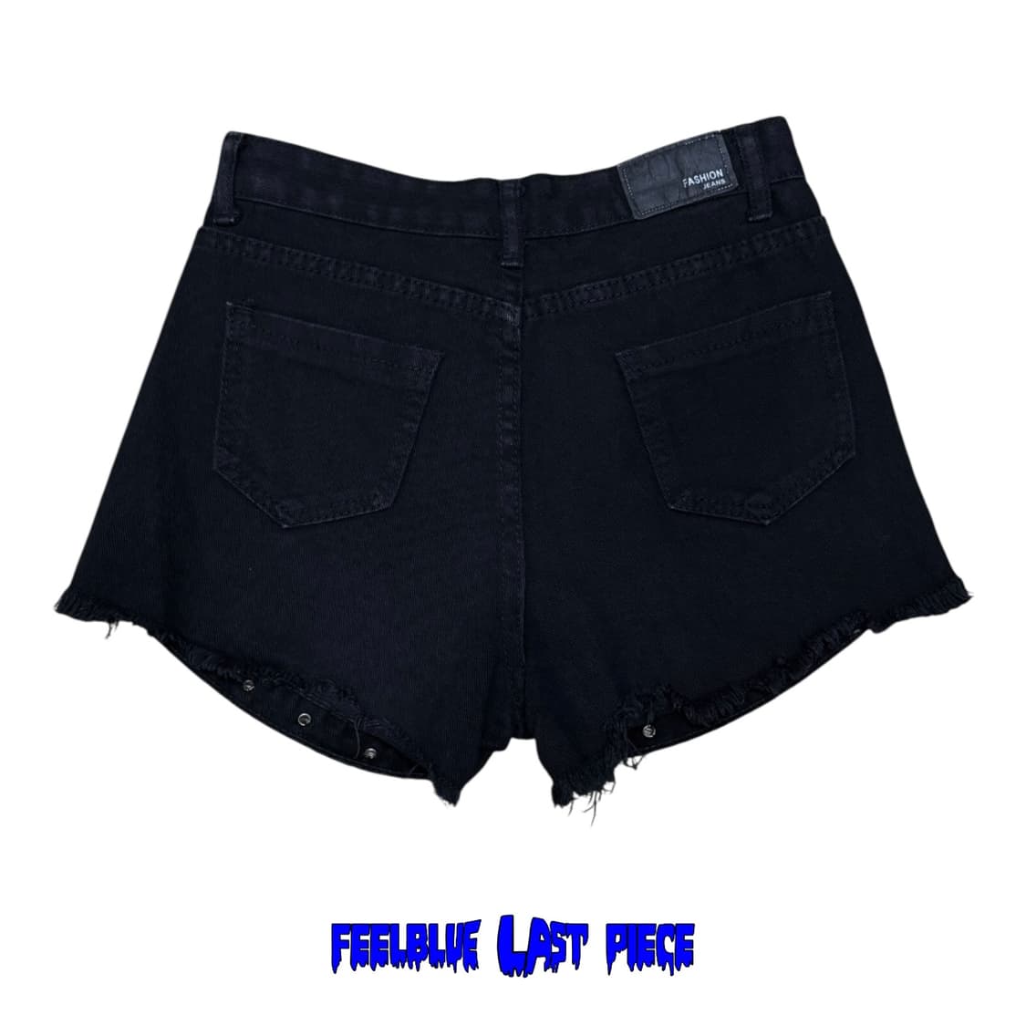 Black Denim Shorts with Grommet Hem 상품이미지4