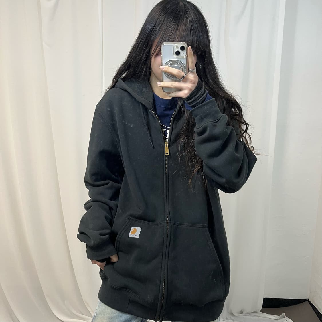Carhartt Black Hoodie Zip-up 상품이미지2