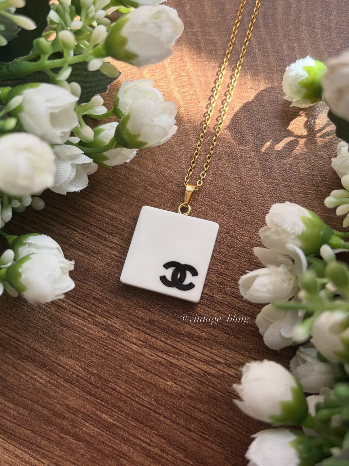 샤넬 스퀘어 블럭 화이트 목걸이 상품이미지1