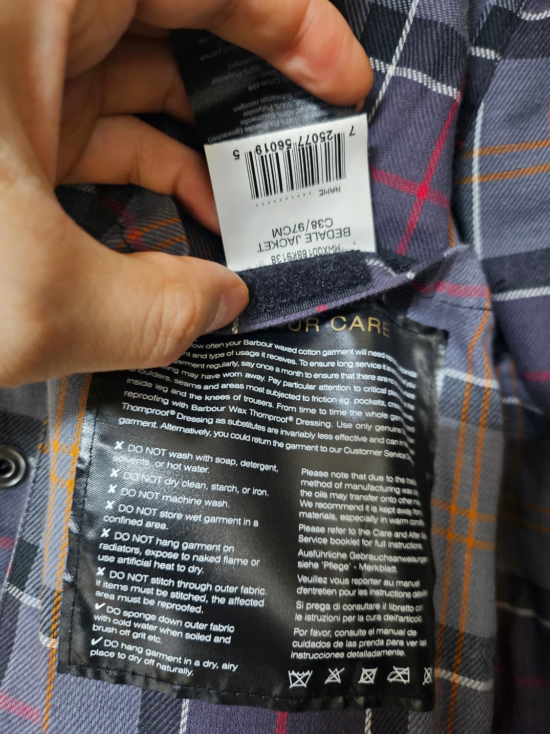 [38]바버 비데일 왁스자켓 블랙 판매 상품이미지6