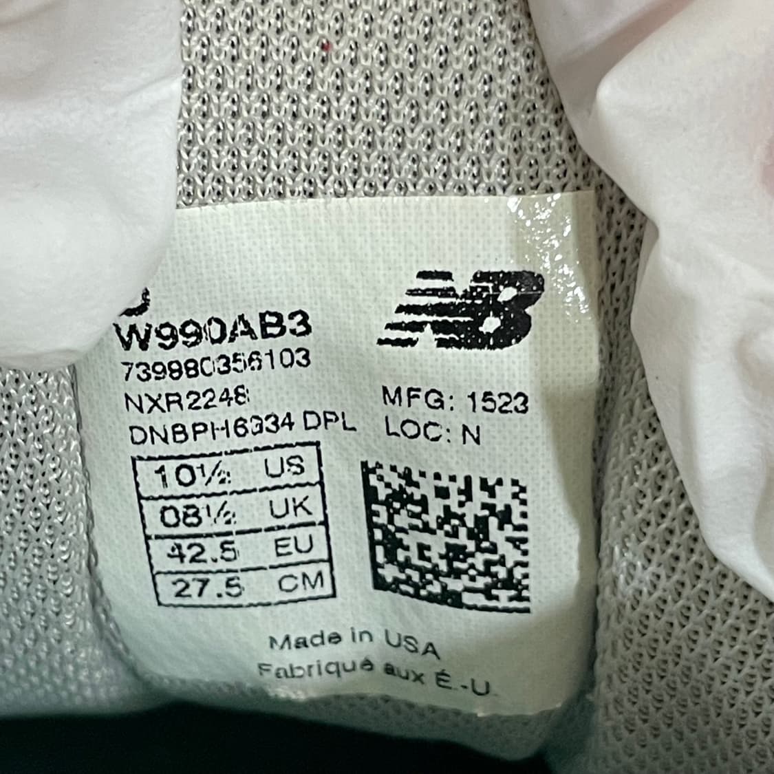 483) 뉴발란스 990v3 메이드 인 USA 블랙 그린 275mm 상품이미지9