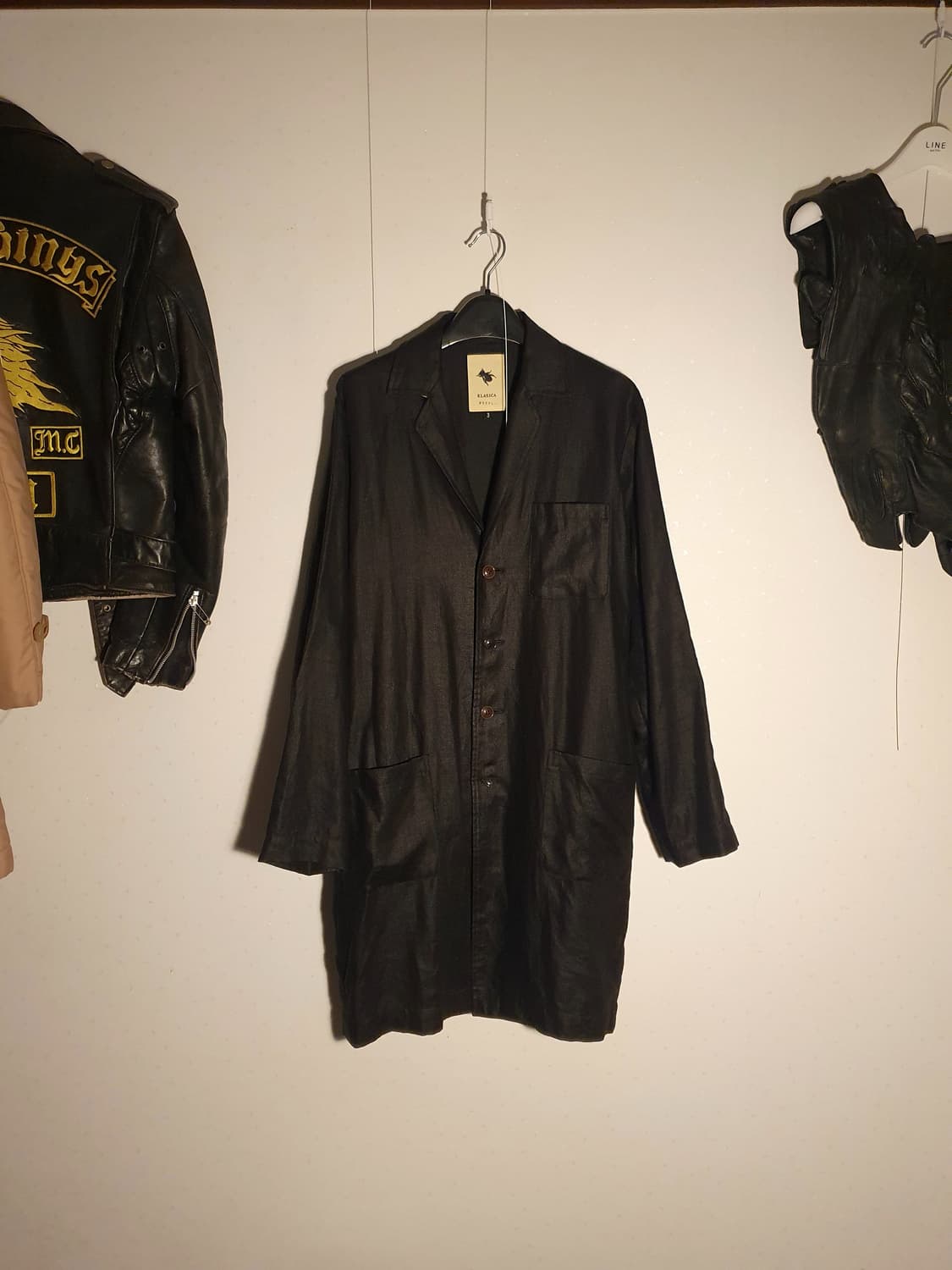 Klasica linen black 4button coat 상품이미지4