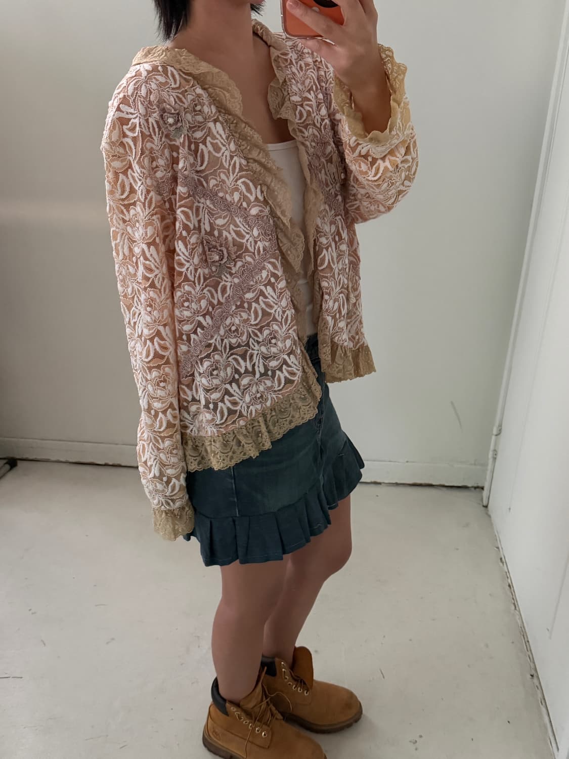 일본빈티지 페어리 플라워 레이스 가디건 상품이미지2