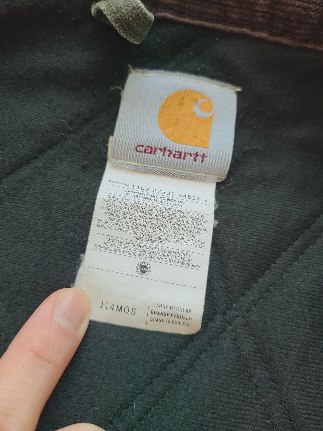 [L] 칼하트 j14 mos 모스그린 산타페 판매 상품이미지3
