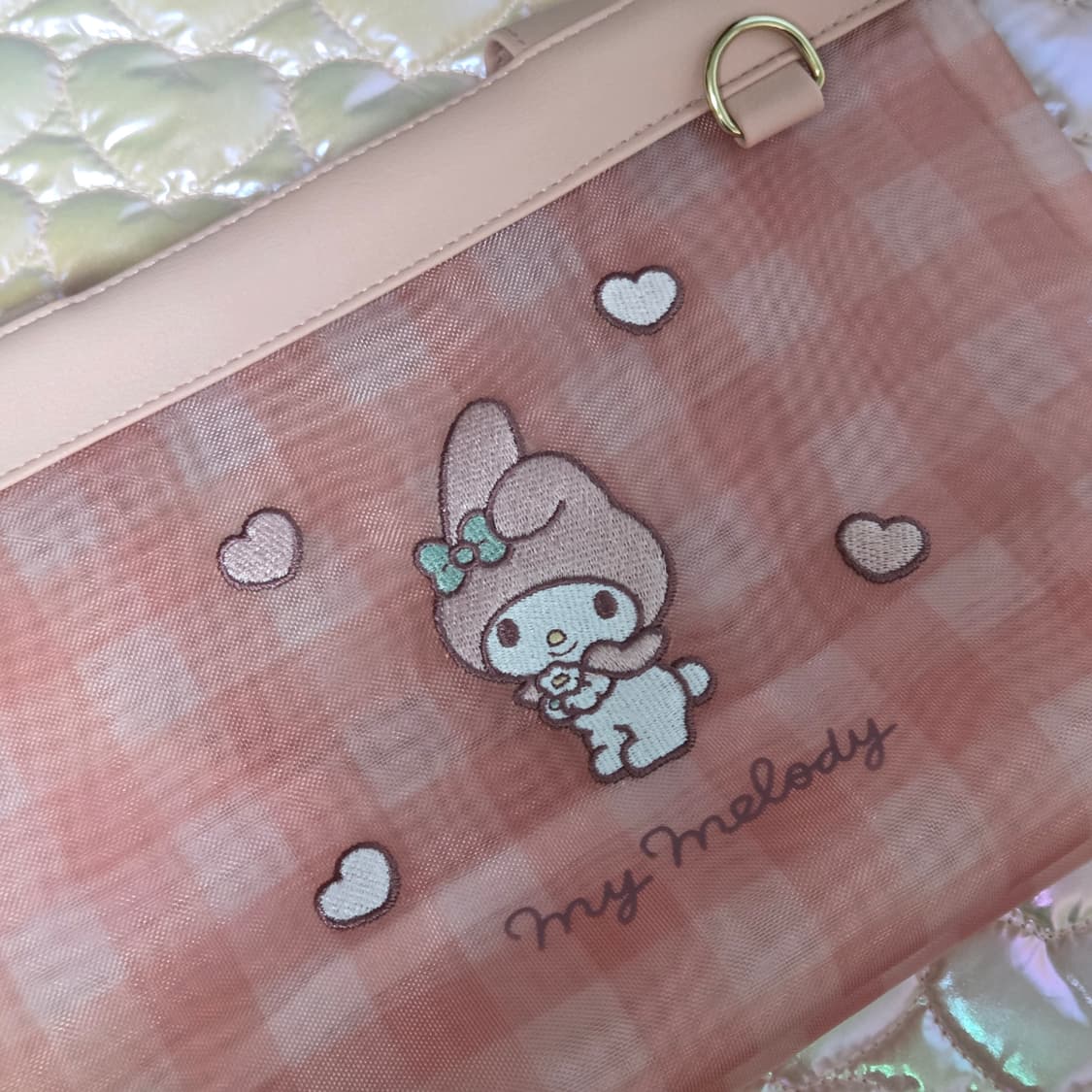 마이멜로디 메쉬 자수 토트백 가방 상품이미지3