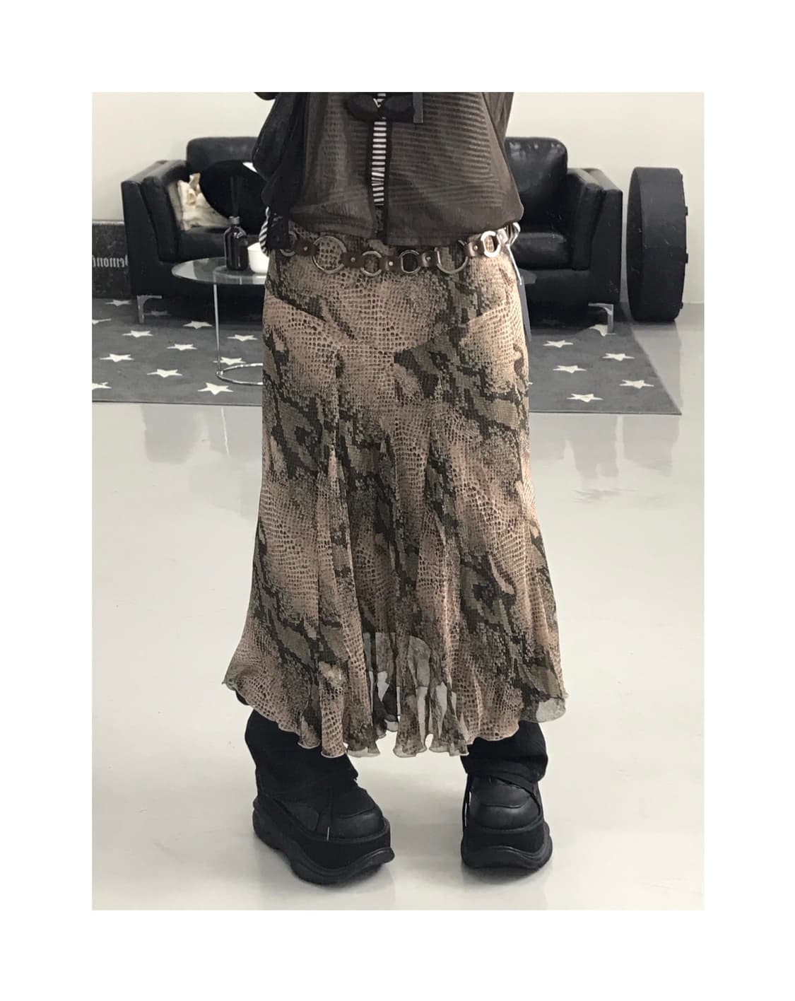 Jpn Poly Animal Long Skirts 상품이미지1