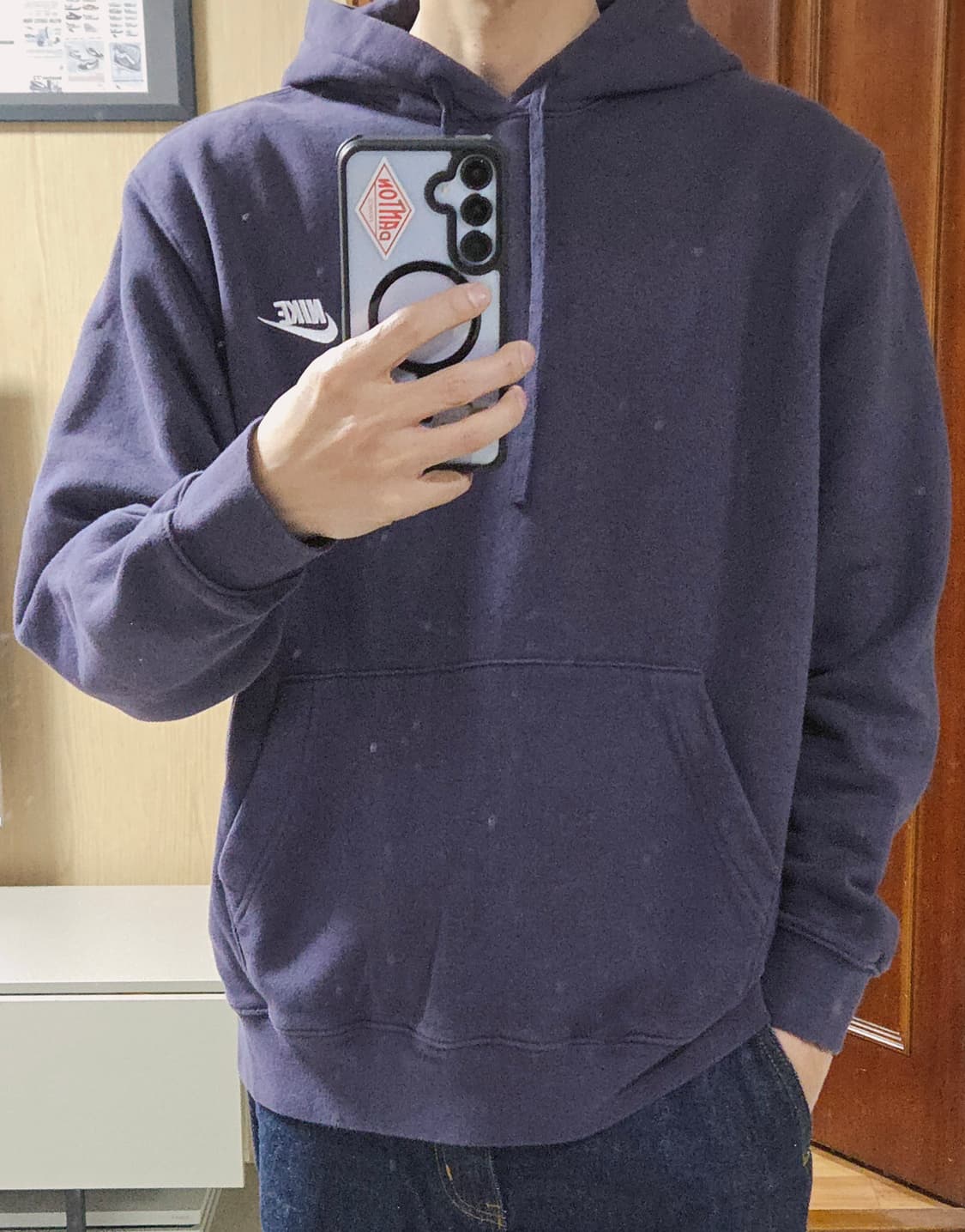 (착샷) 나이키 NSW 후드 티셔츠 클럽 기모 상품이미지9