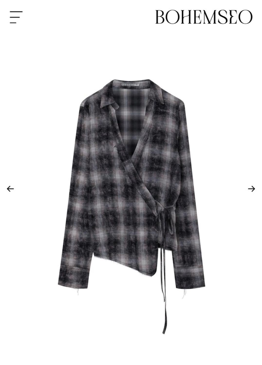 보헤미안서울 WRAP UNBALANCE CHECK SHIRT 상품이미지1