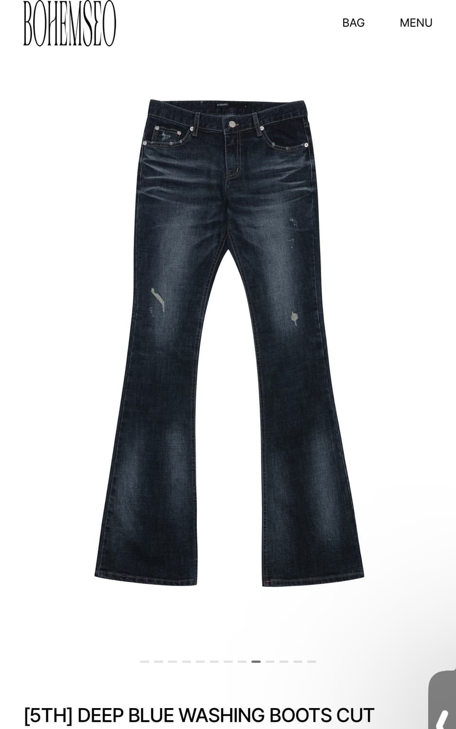보헤미안서울) 딥블루 워싱 부츠컷 데님 팬츠 L 상품이미지1