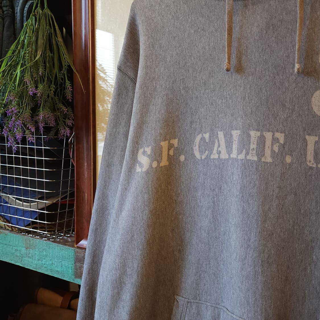 90s 올드갭 리버스위브 후드 스웻셔츠 그레이 레터링 m 상품이미지3