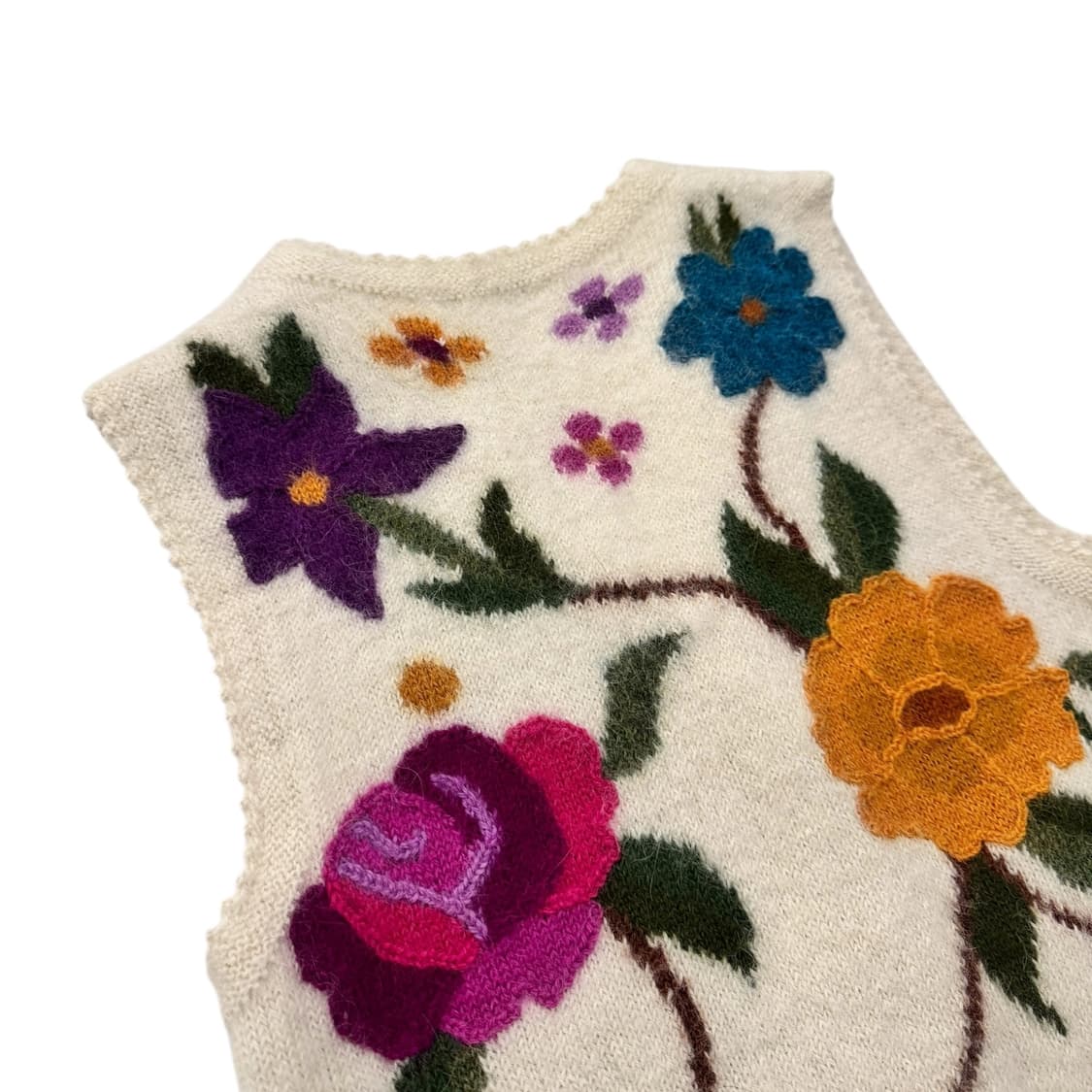 H&C ALPACA 플라워 알파카 니트 베스트 아이보리 상품이미지5