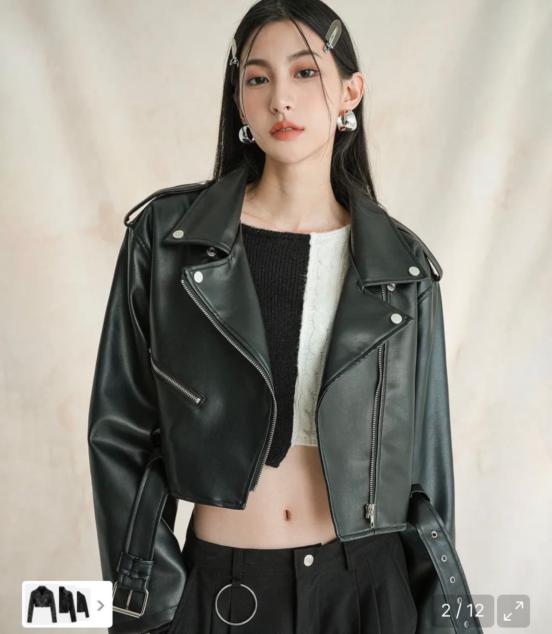 크롭 라이더 레더 자켓 상품이미지1