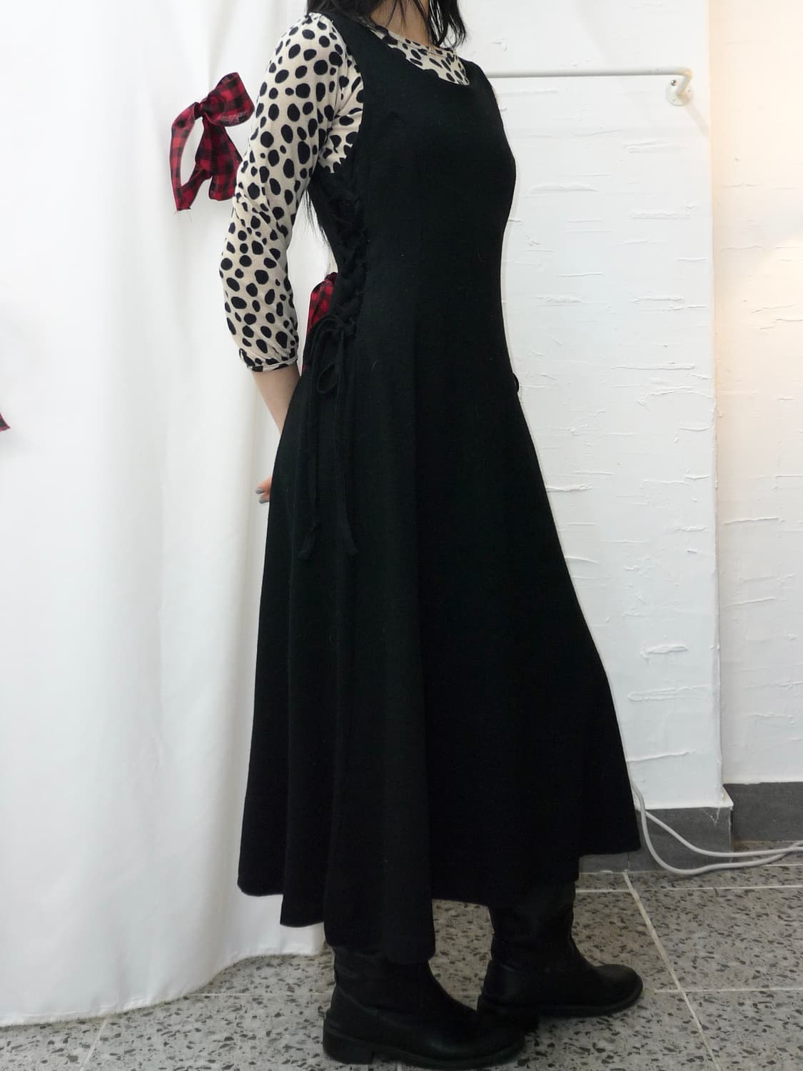 modern noir ribbon dress 상품이미지2