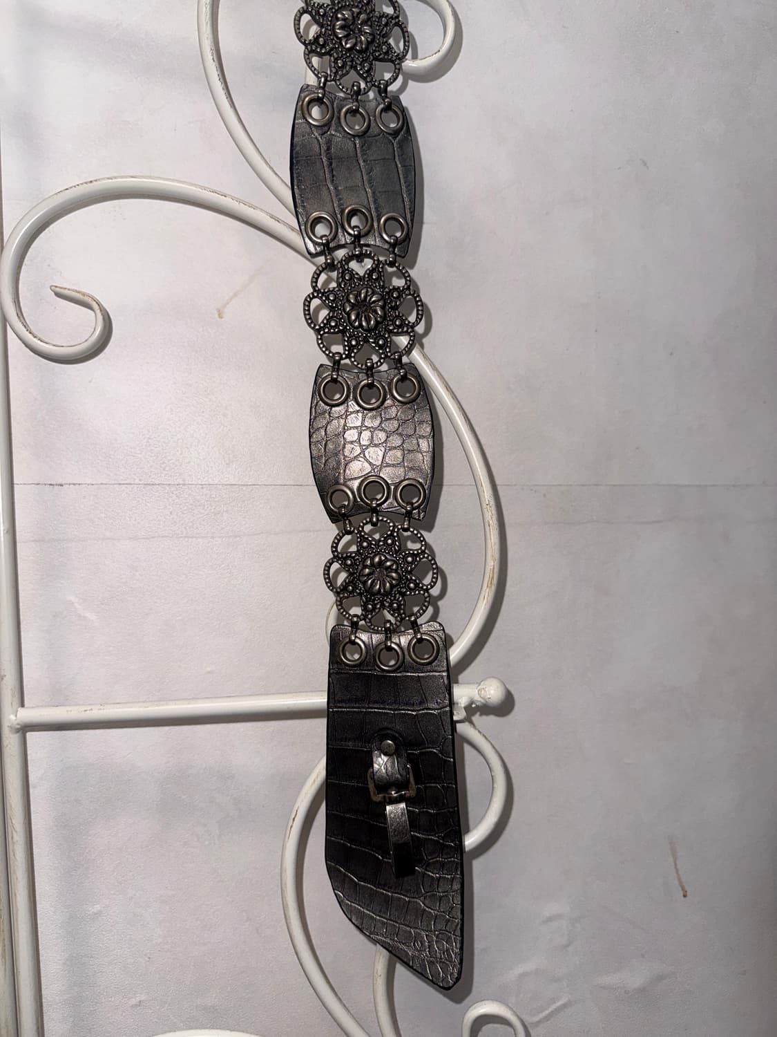 Metal silver python flower chain belt 상품이미지6