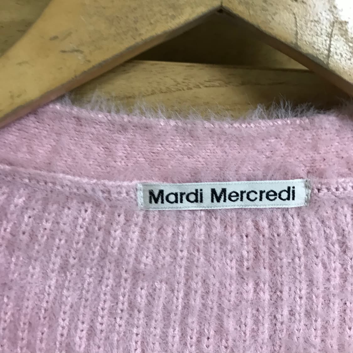 마르디메크르디 핑크 퍼 단추포인트 가디건 상품이미지4