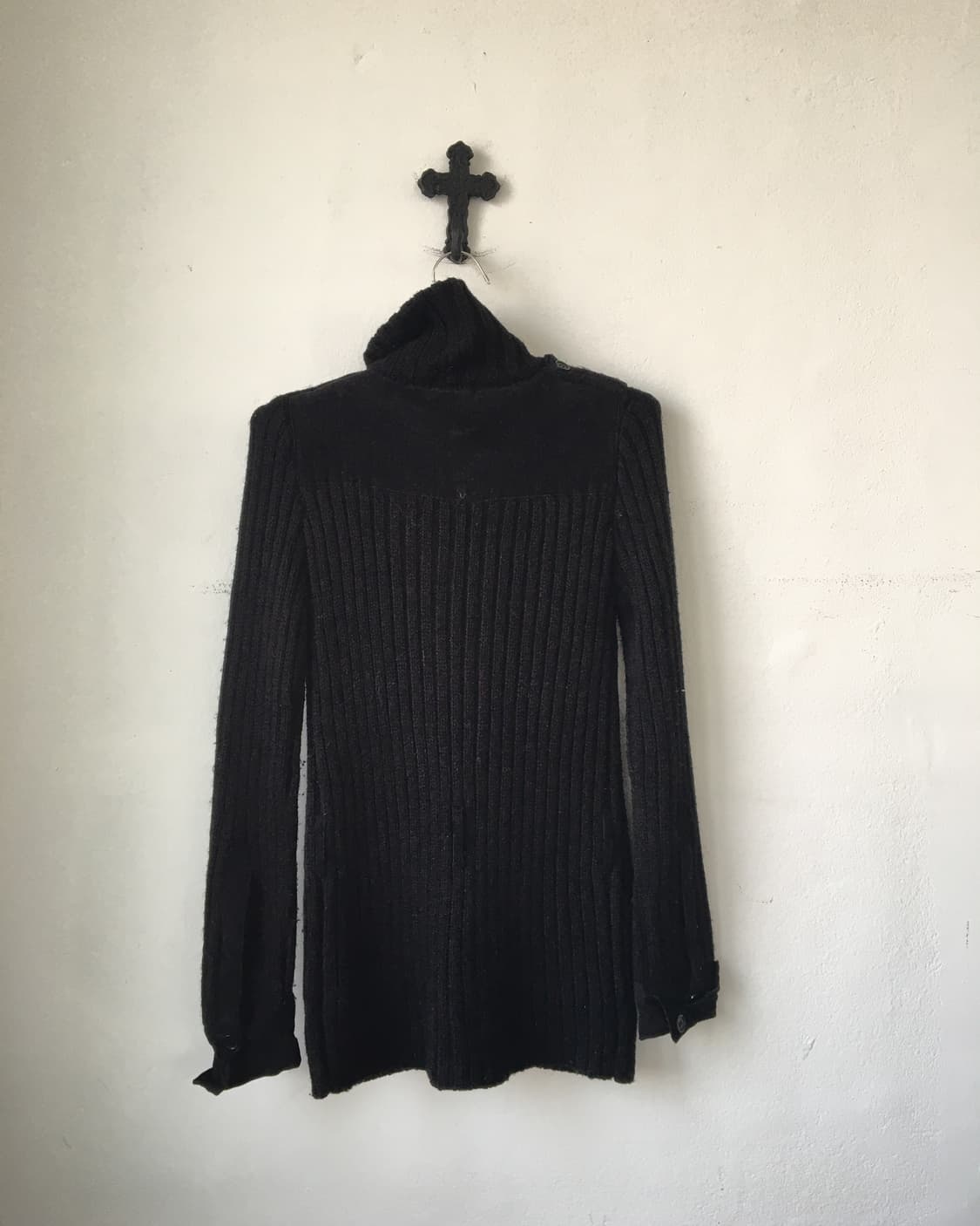 Belted ribbed high neck knit cardigan 상품이미지5