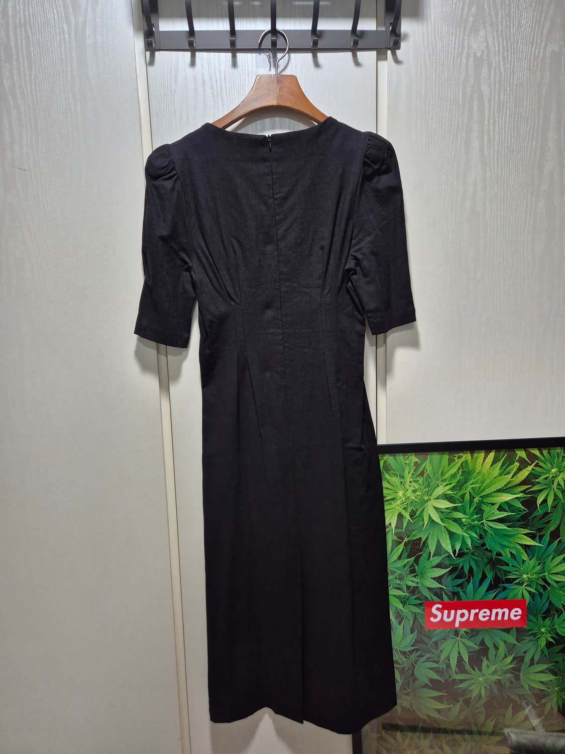 (타임세일)(새상품) 블랙 린넨 롱원피스 퍼프 반팔 상품이미지10