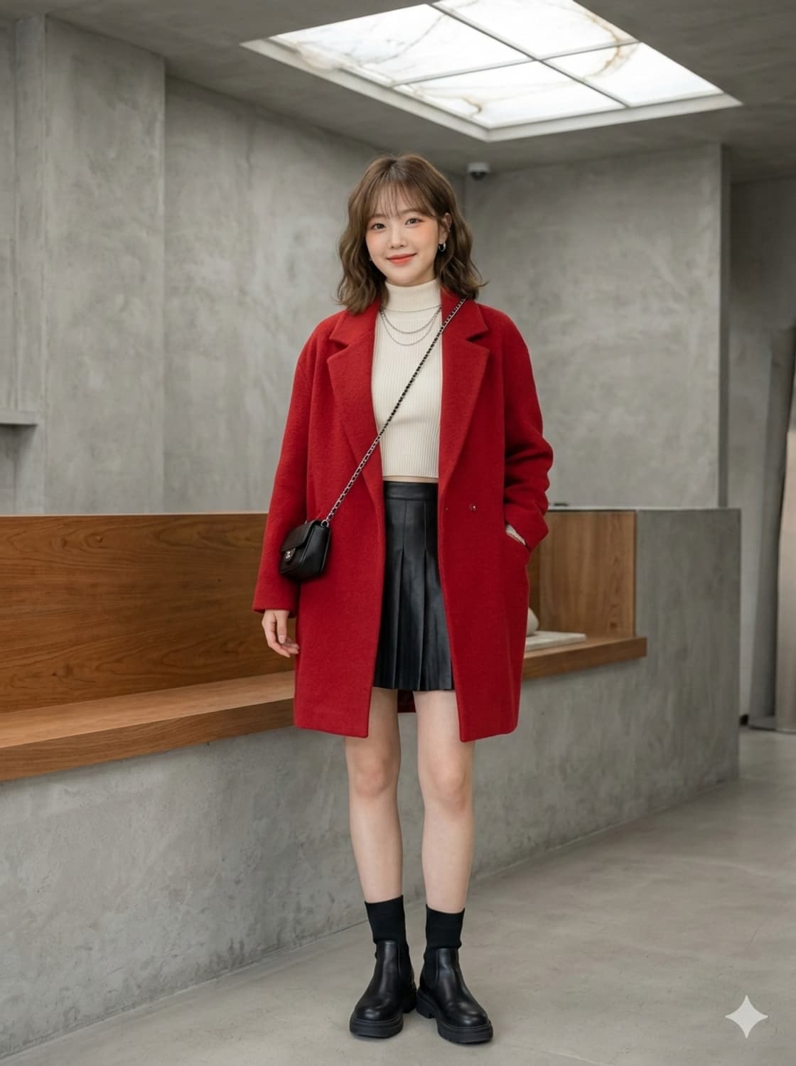 on&on 온앤온 레드 울 코트 상품이미지1