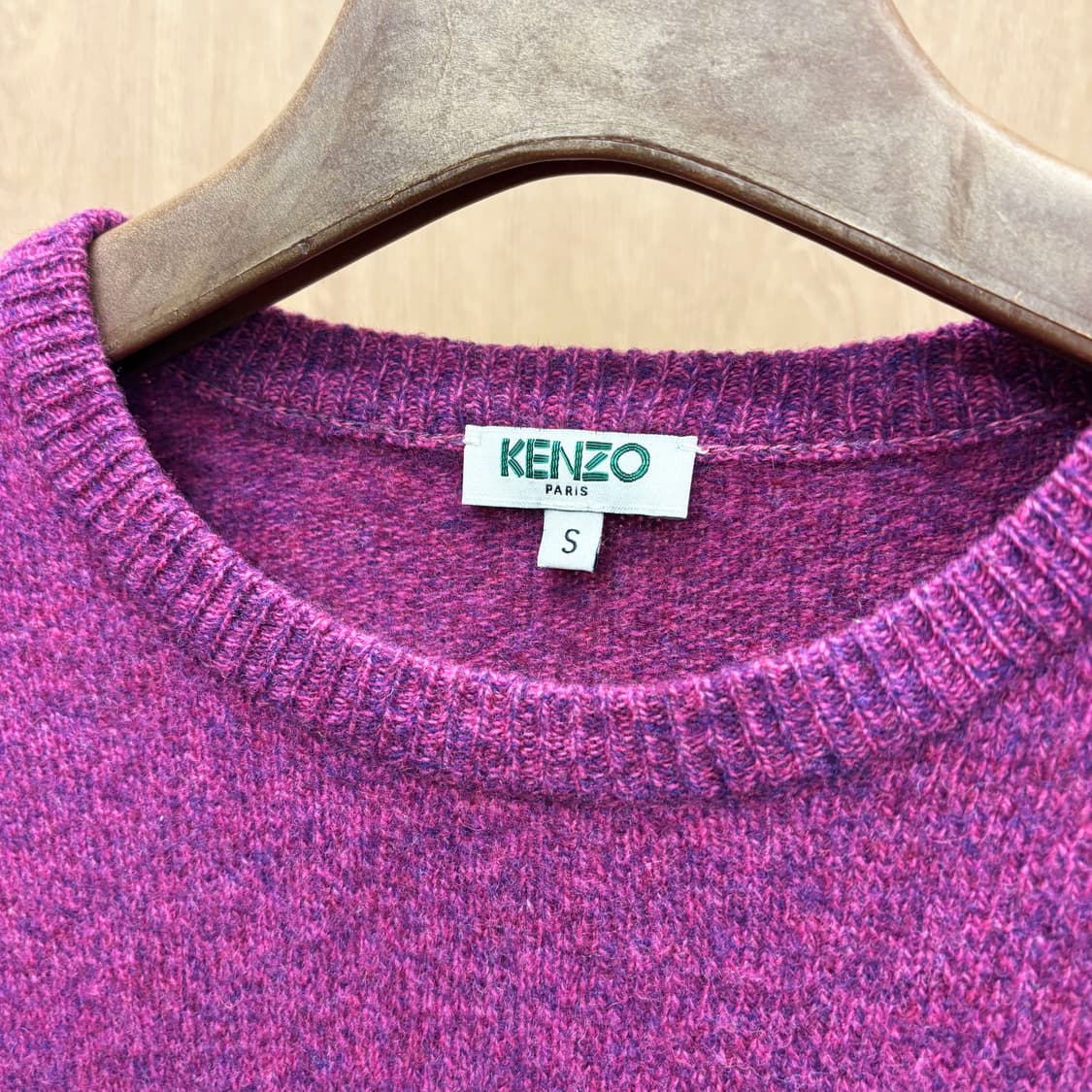 겐조 베이직 라운드넥 긴팔 니트 오렌지 자카드 로고 디테일 멜란지 퍼플 상품이미지6