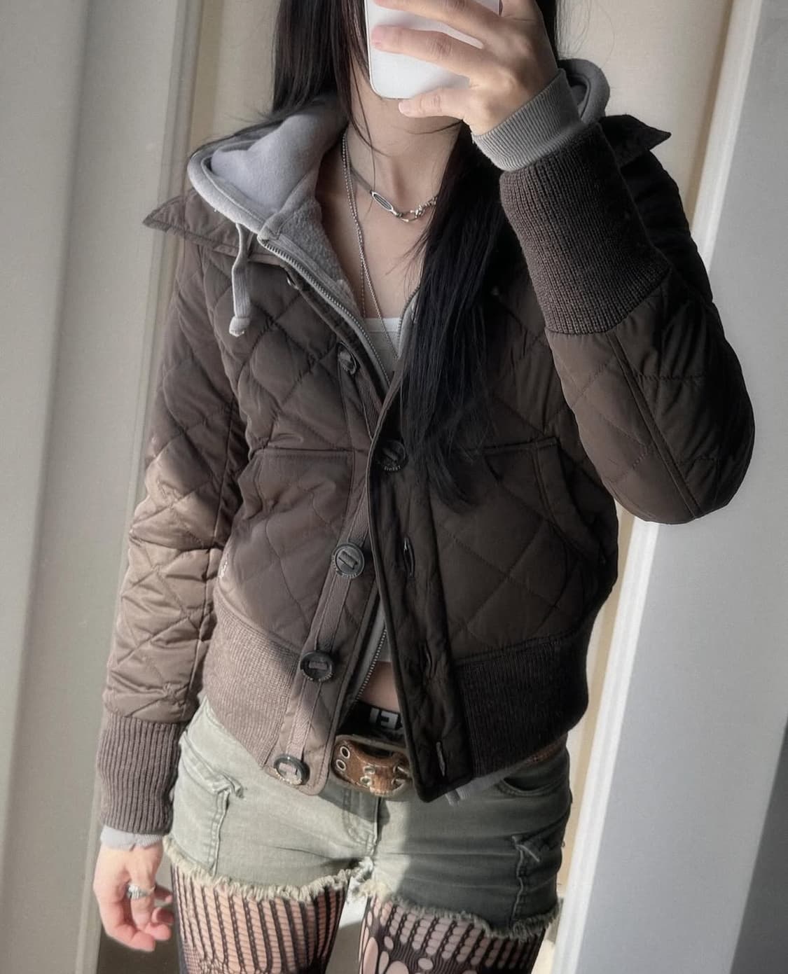 히코빈티지 브라운 퀼트 아우터 상품이미지1