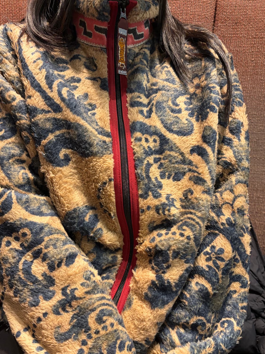 캐피탈 다마스크 패턴 마리아 플리스 집 블루종 베이지 상품이미지2