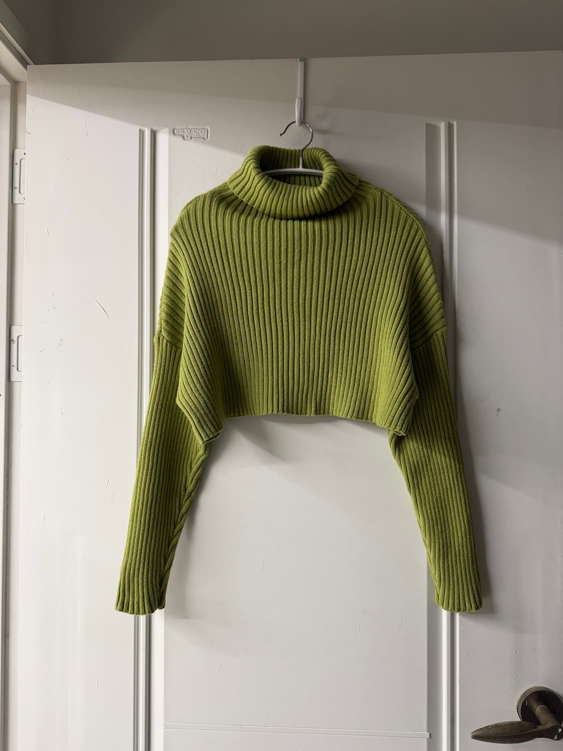 일본빈티지 올리브 크롭 터틀넥 니트 상품이미지5