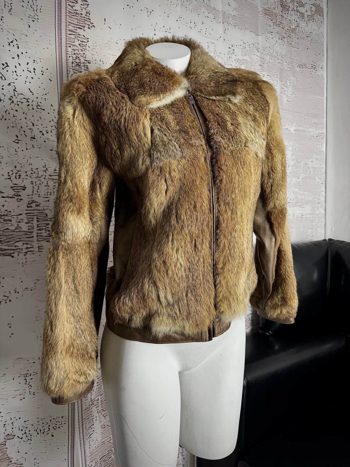Fox Fur Leather-Trim Jacket 상품이미지1