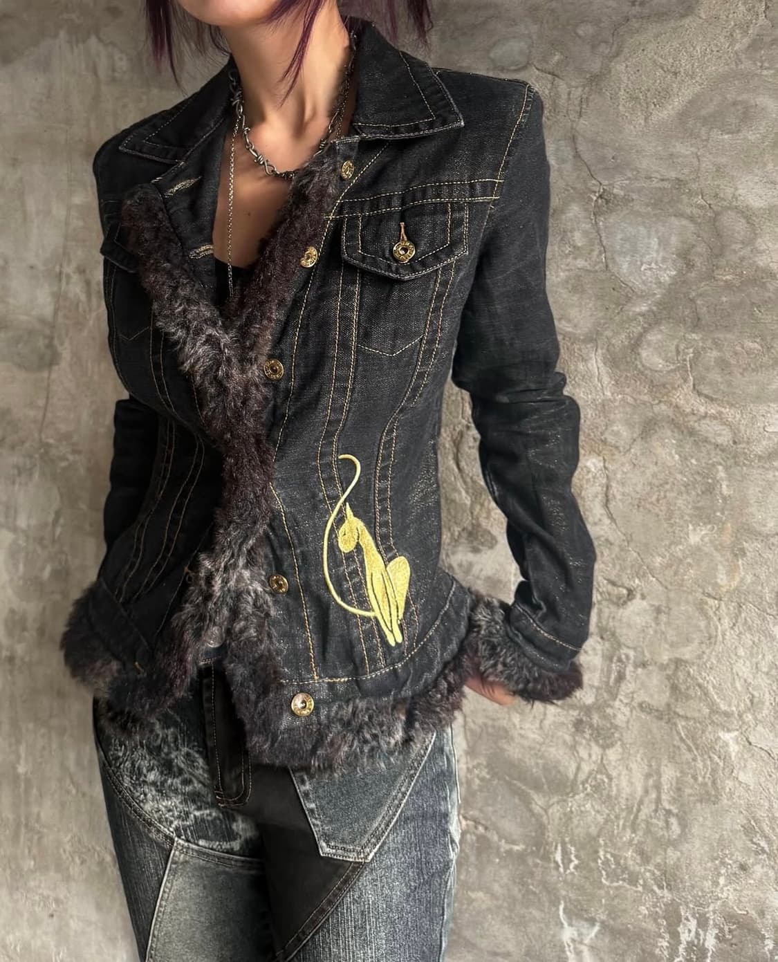 Gyaru Fur Denim Jacket 상품이미지1