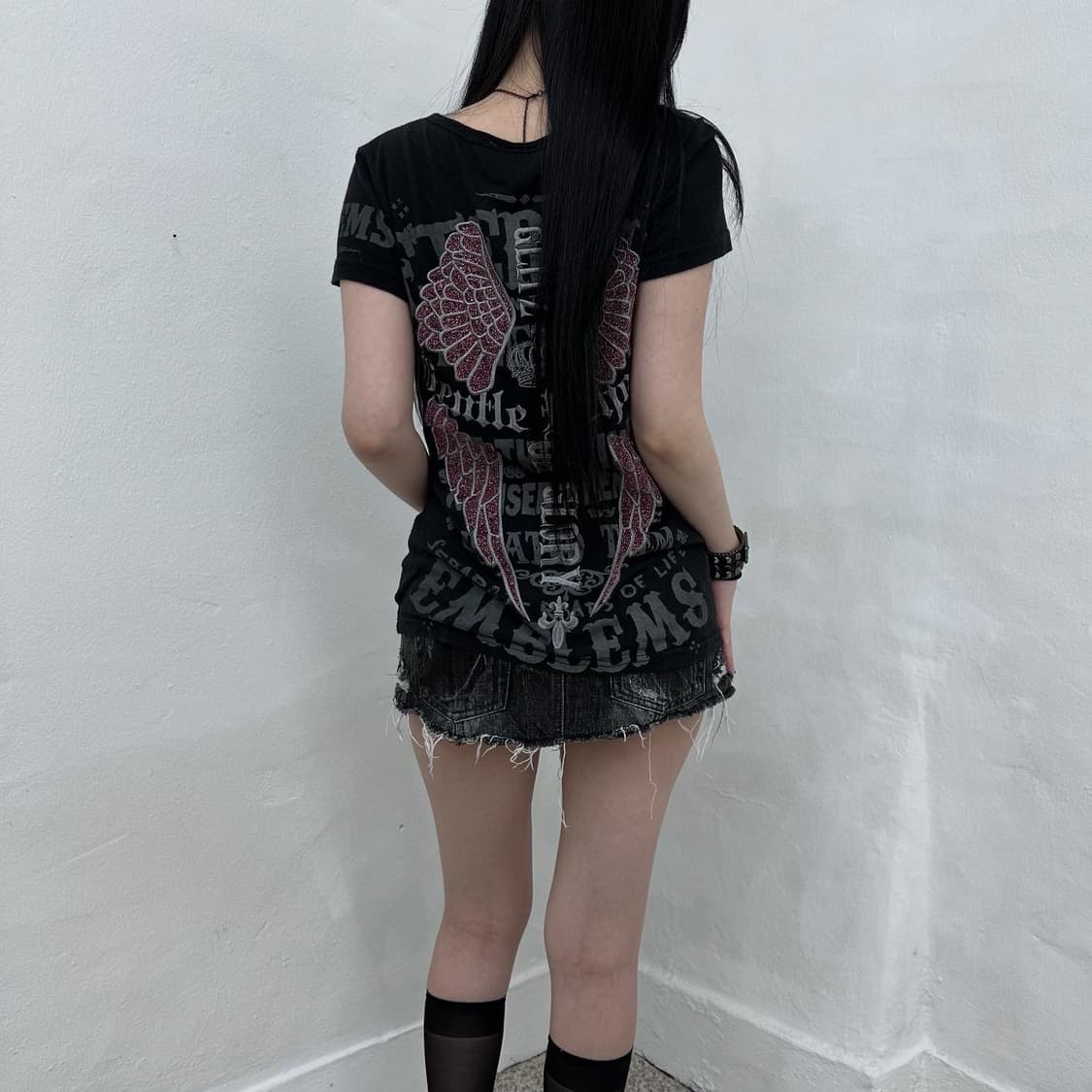  Glitz back wing print short 상품이미지3