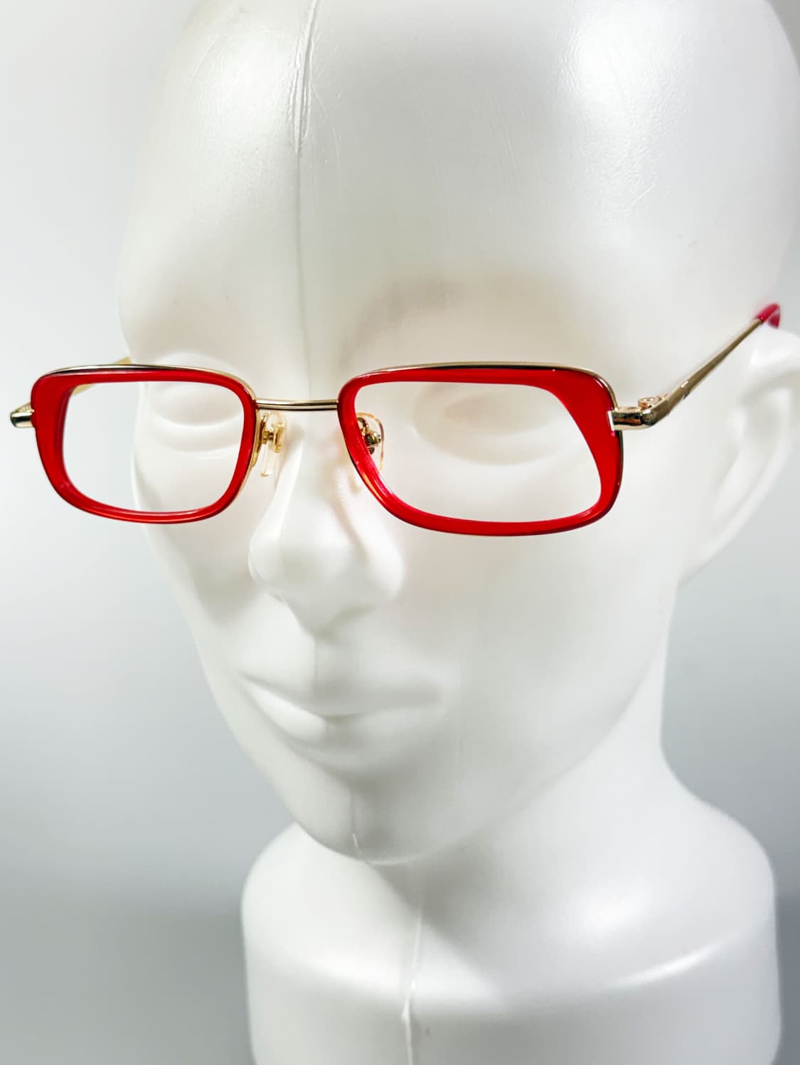 90s 유럽제 레드 골드 스퀘어 프레임 빈티지 안경 상품이미지8