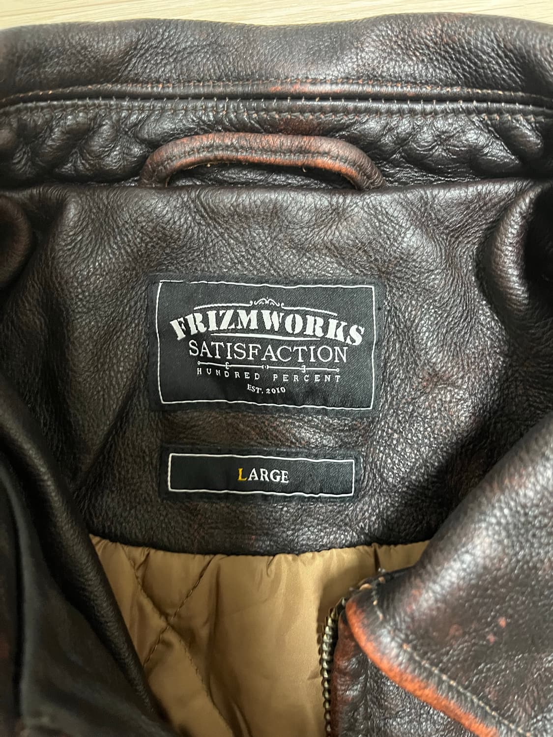 프리즘웍스 디스트로이드 카우하이드 레더자켓 브라운 상품이미지3