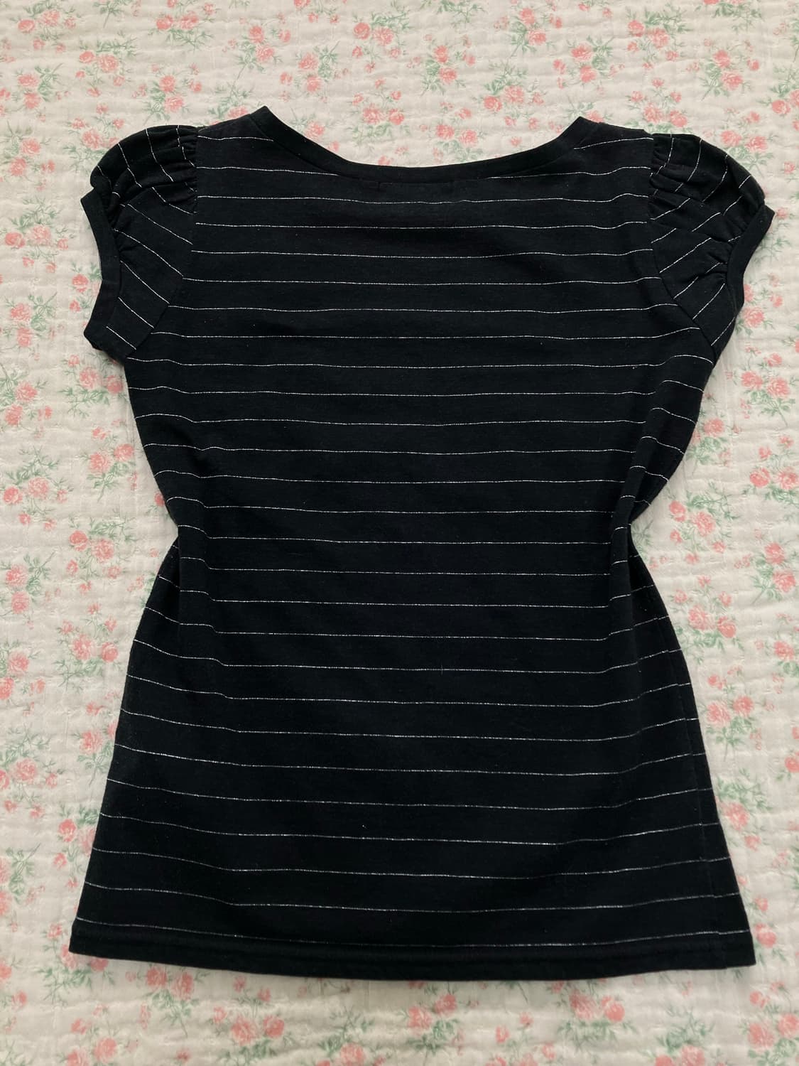 버버리 실버 스트라이프 프린팅 반팔 1076 모리걸 y2k 스트릿 갸루  상품이미지3