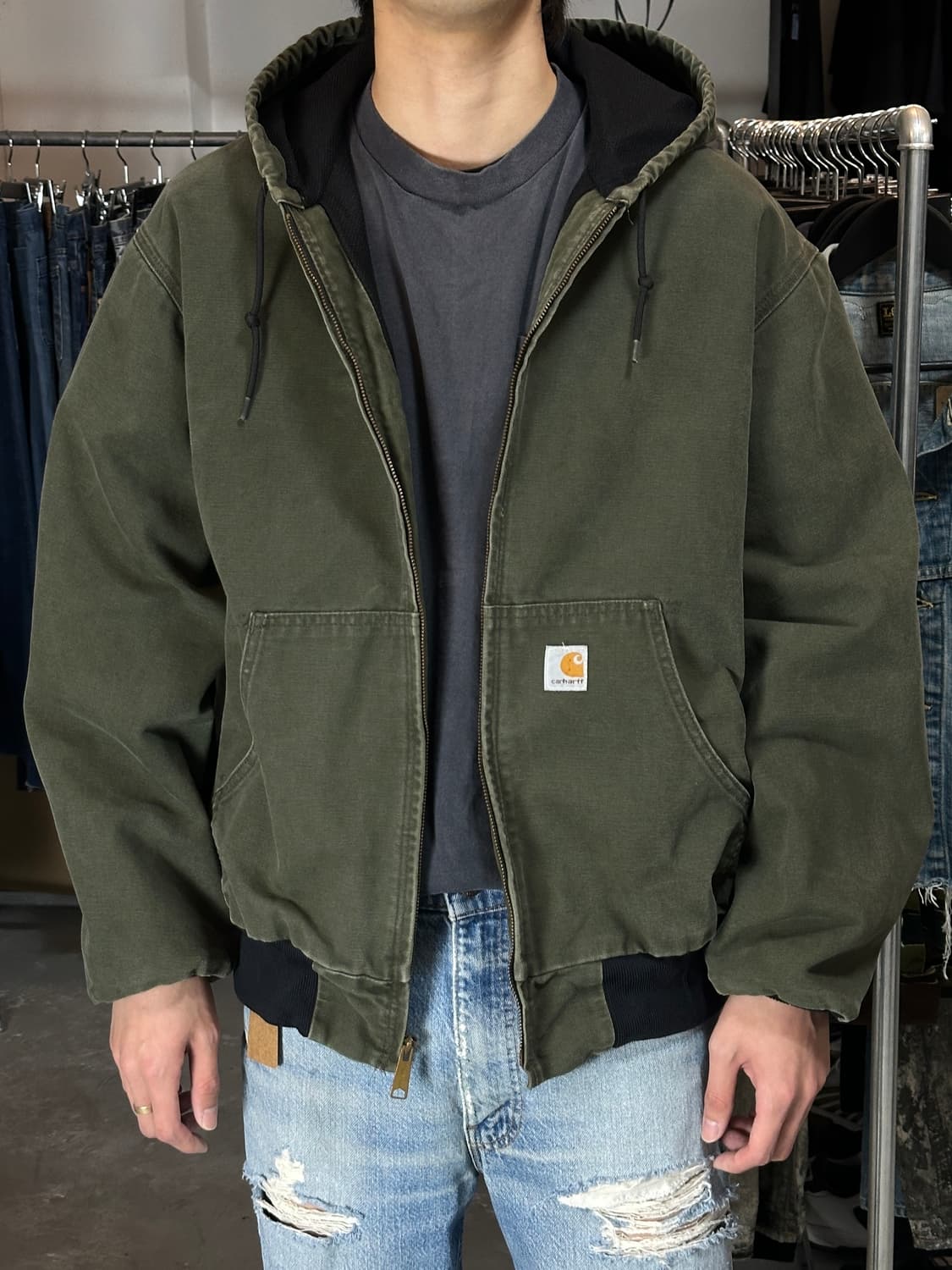 90's OG USA 칼하트 JR104 액티브 자켓 칼하트 그린 상품이미지3