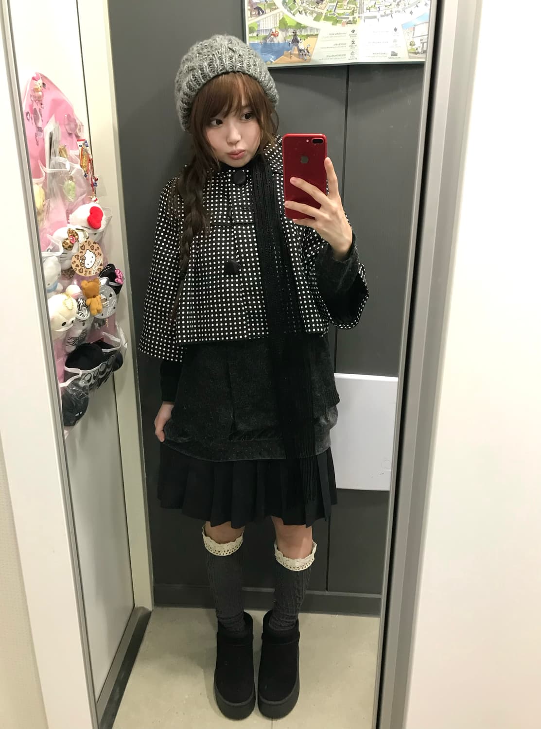 무채색 데일리 니혼진 도트 코트 코디세트 상품이미지1