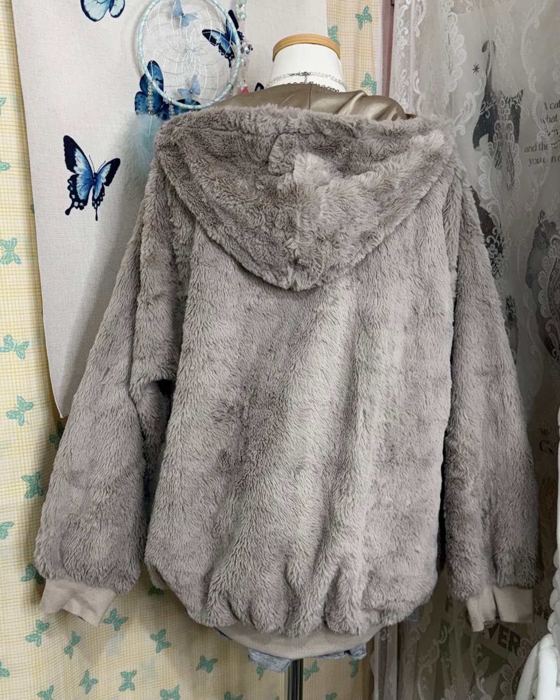 코코아 베이지 퍼 후드 집업 상품이미지5