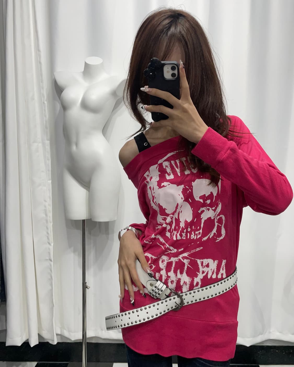 🎸핑크 오프숄더 롱슬리브🎸 상품이미지1