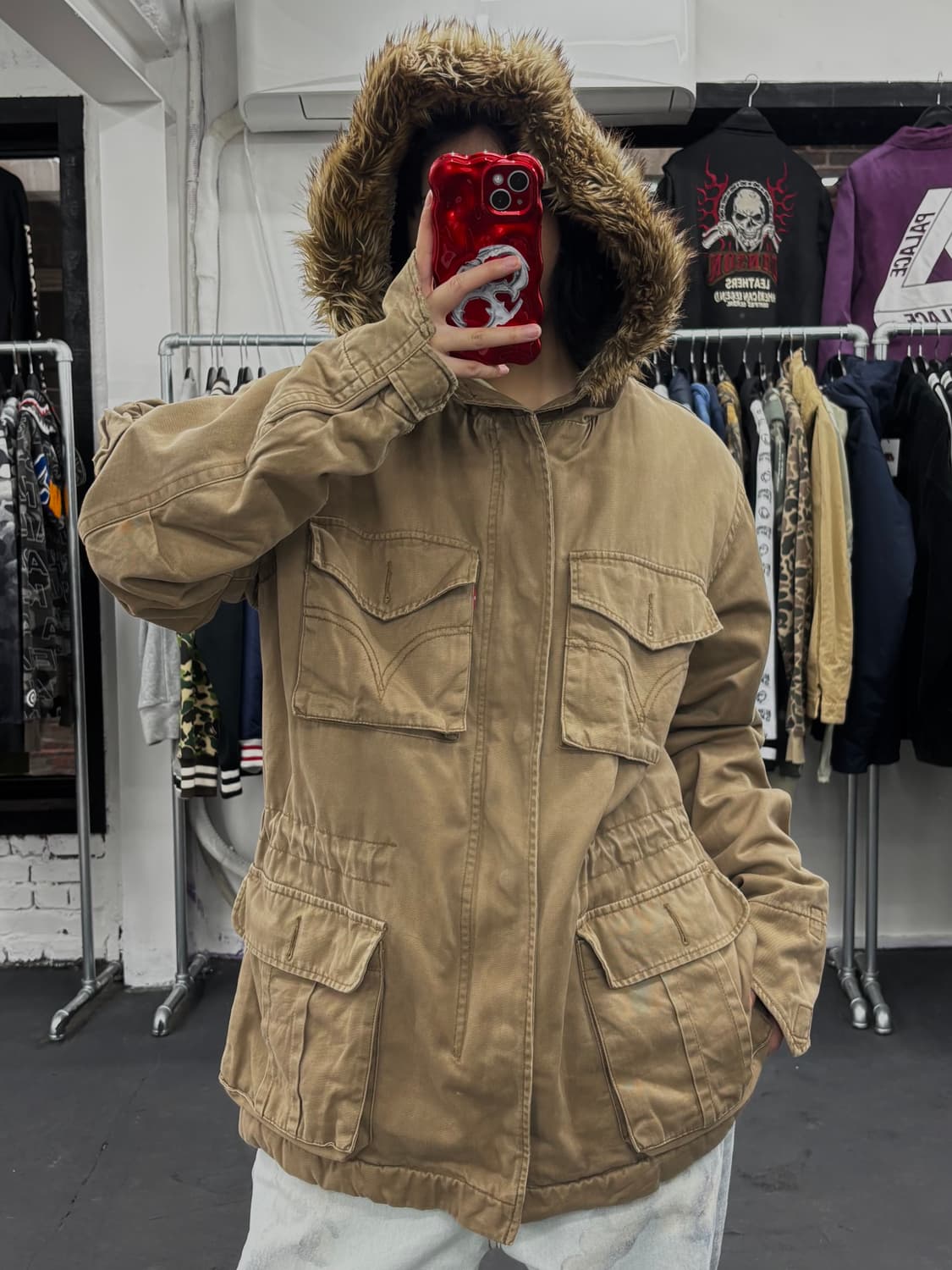 리바이스 퍼후드 베이지 야상자켓 상품이미지4