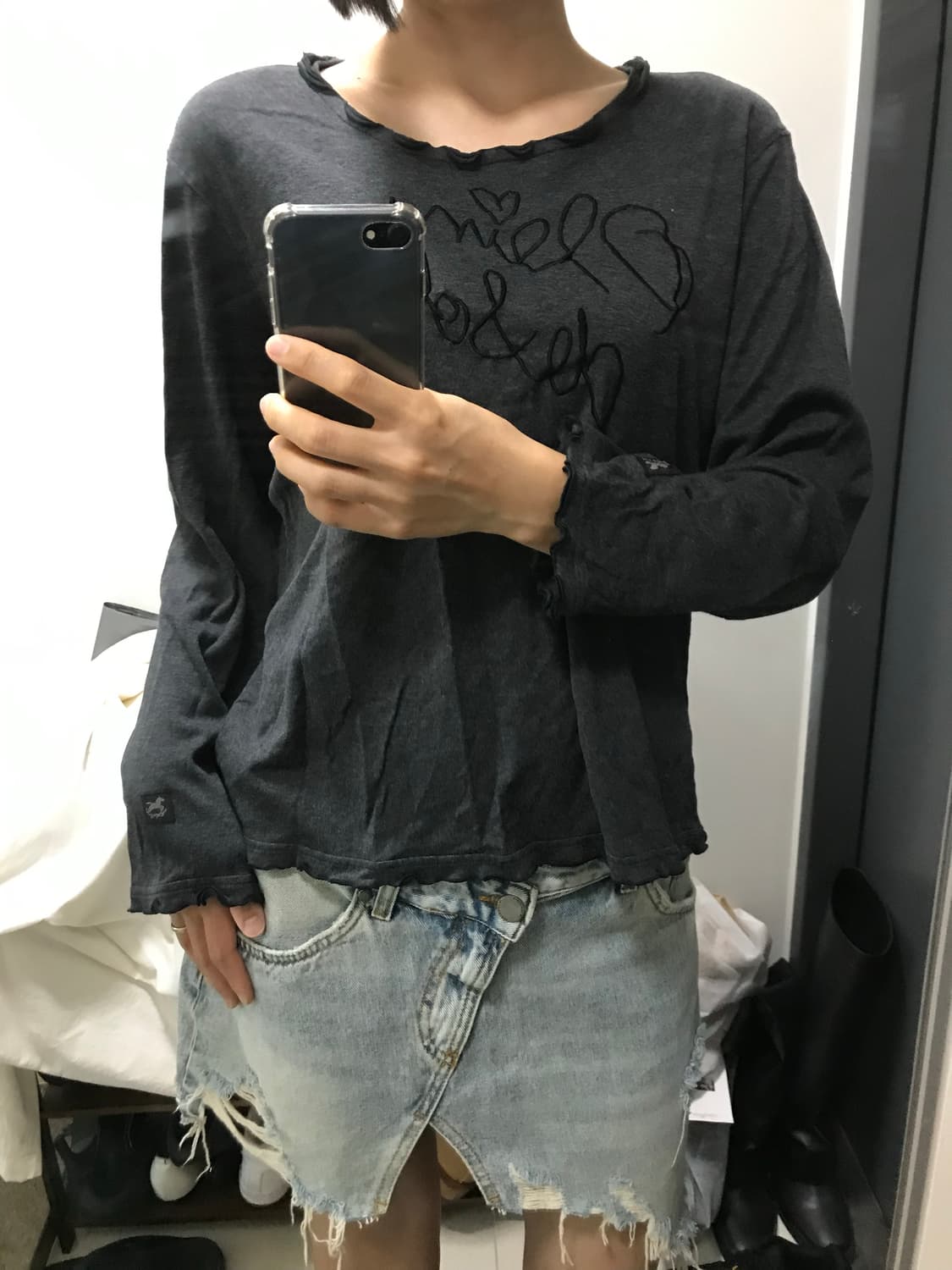 빈티지 레터링 프릴긴팔T 상품이미지1