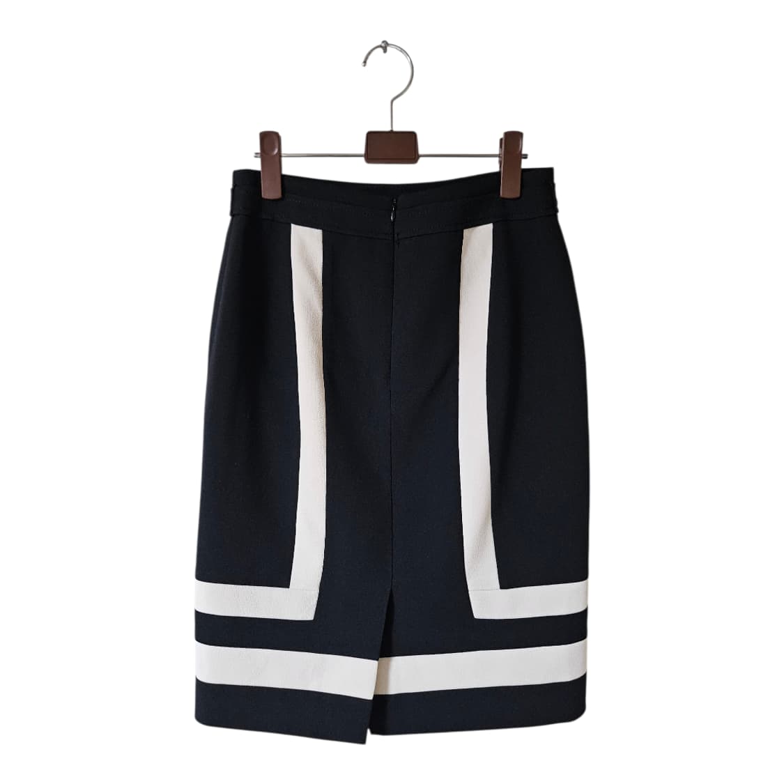 JJ지고트 블랙 배색 H라인 미디 스커트 55 | 하객룩 출근룩 상품이미지9